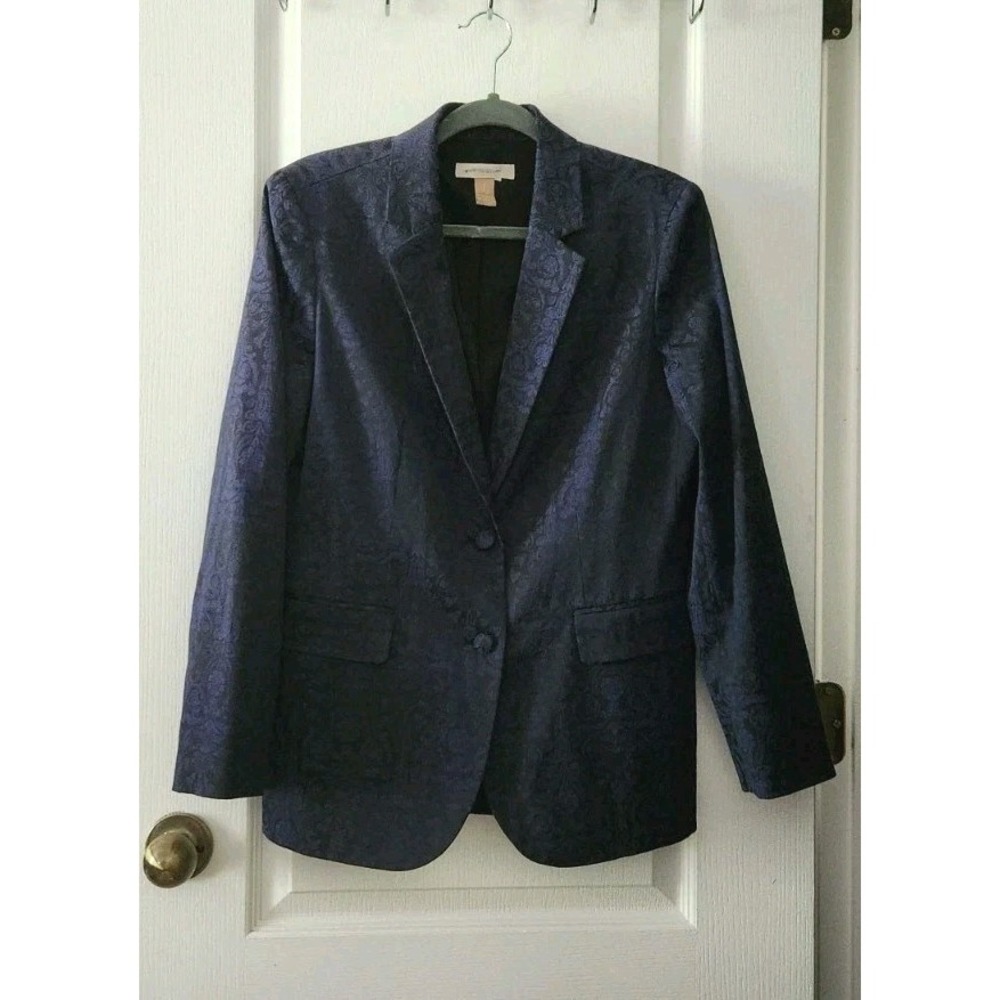 Chico's Women's‎ Floral Brocade Lined Jacket Blazer Coat Blue Size 1 (M/8)
